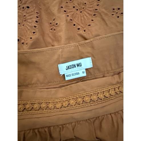 Jason Wu  Terra Cotta Orange Rust Eyelet Lined Tiered Skirt Size Medium