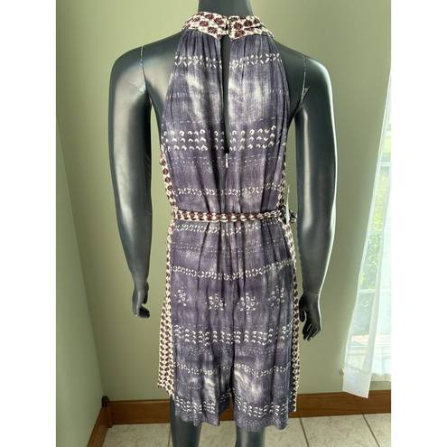 Hem & Thread  Romper Dress Medium NWT Blue & Burgundy