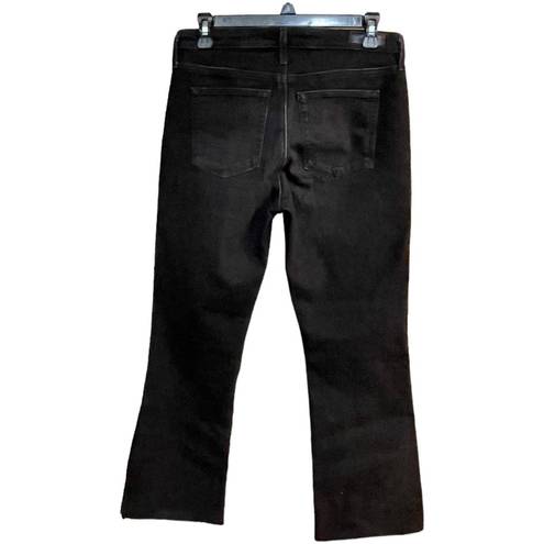 AG Adriano Goldschmied  Jodi Hi Rise Slim Flare Crop Jeans Black Raw Hem Size 29R