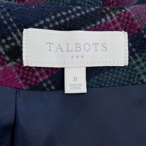 Talbots Outlet Classic Skirt Tartan Plaid Wool Acadamia Dark Blue Purple Green 8