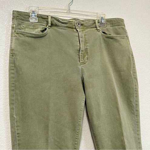 J.Jill  Denim Jeans Womens 12 Olive Green Cropped Authentic Fit Fringe Hem