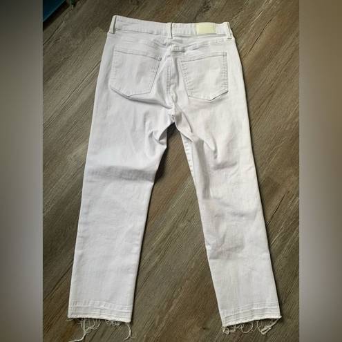 Pistola  High Rose Denim Cropped Jeans Frayed Hem White Size 29