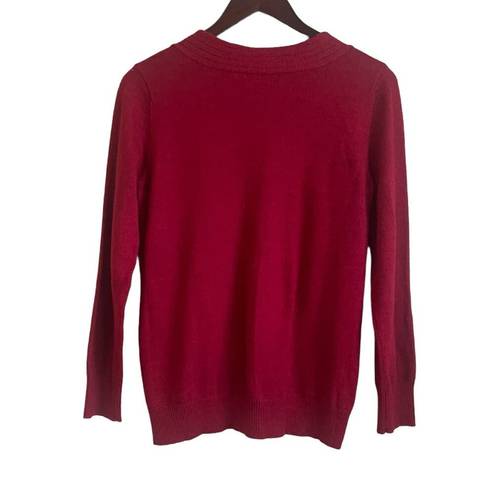 Coldwater Creek  Women Sweater V-Neck Wool Blend Long Sleeve Knit Pullover L Red