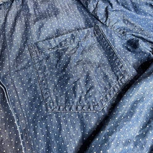 LC Lauren Conrad LAUREN CONRAD Denim Lightweight Blue Button Up Longsleeve Top Slit Medium Dot