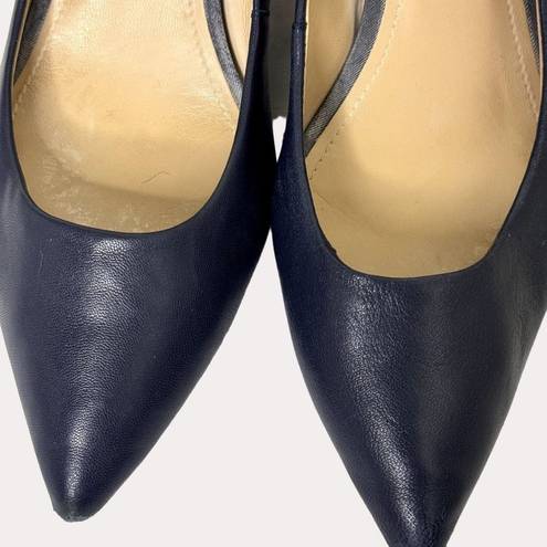 DKNY  Leather Block Heel Pointed Toe Pumps Shoes Navy Blue 41 US 10 am