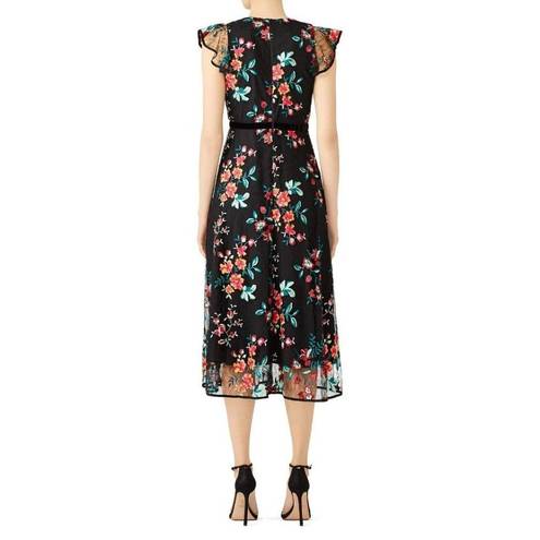 Hunter Bell Rent the runway sz 4  black floral lace multi color midi dress tulle