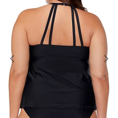 Raisin's  Curve Calina Solids Rosalie Tankini Swim Top Black Plus Size 18W NWT