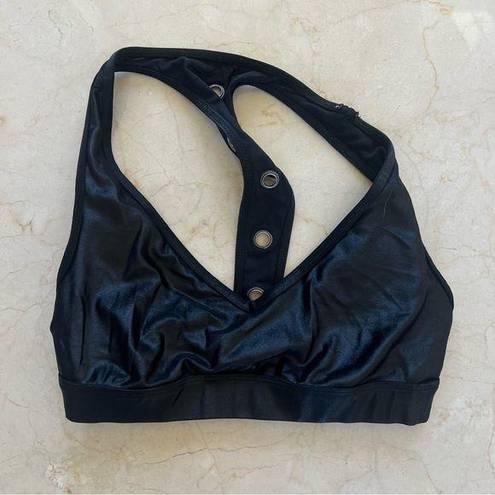 Koral  Faux Leather Sports Bra Racerback with Holes Sz Medium