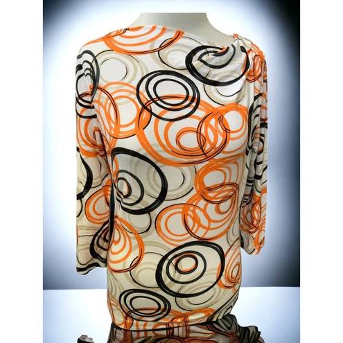 St. John  quarter sleeve ruched tunic multi swirl exclusive to Nordstrom small