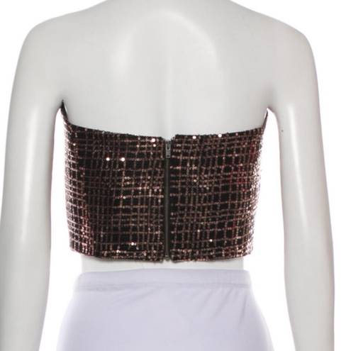 Michelle Mason NWT  Sequin Sparkly Crop Top Going Out Party Tube Rose Gold Black