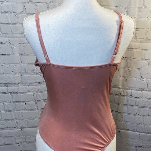 PacSun LA HEARTS/ Bodysuit Metallic Pink Lace Front-Medium