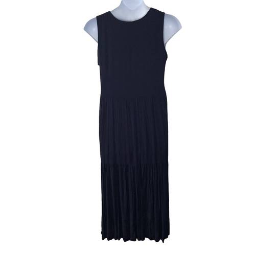 Karen Kane  - Spring Dresses II - Crush MIDI Dress Navy Blue Crinkle Tiered NWT