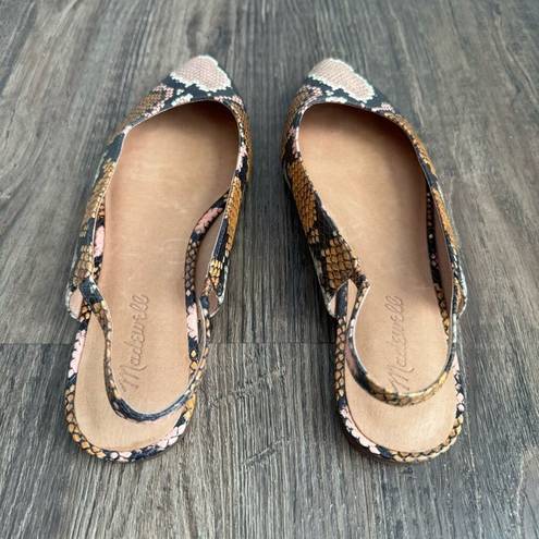 Madewell  The Margot Snake Embossed Slingback Leather  Flats