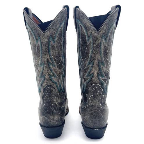 Justin Boots Justin Calimero Graphite Bomber Gray Blue Leather Western Boots Women’s Size 7.5