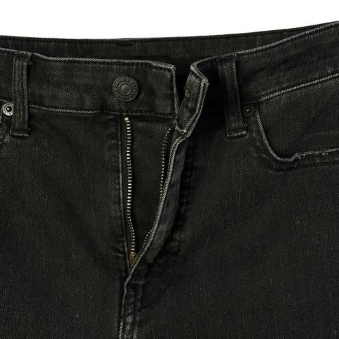 Uniqlo  SZ 25 Straight Jeans Mid-Rise Frayed Hem Zip-Fly Stretch Black Wash Women