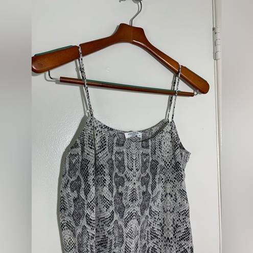 Equipment , silk snake print, spaghetti strap, black, white, gray tank S