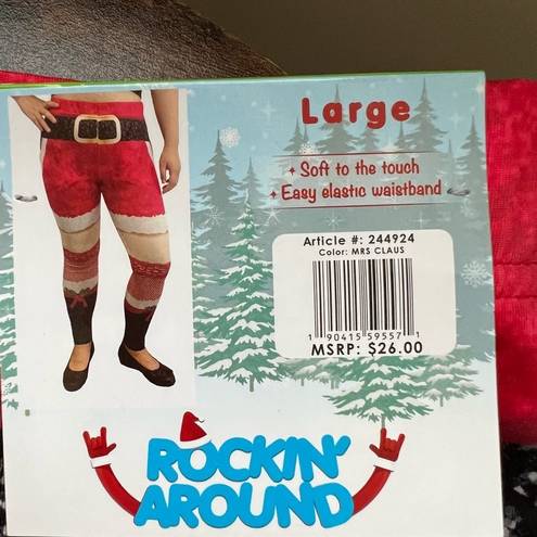 ma*rs Rockin’ Around womens Christmas . Claus leggings. Size: L