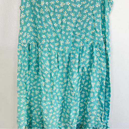 Aeropostale NWT Retro Floral Spaghetti Strap Ruffle Mini Teal Dress Size Small