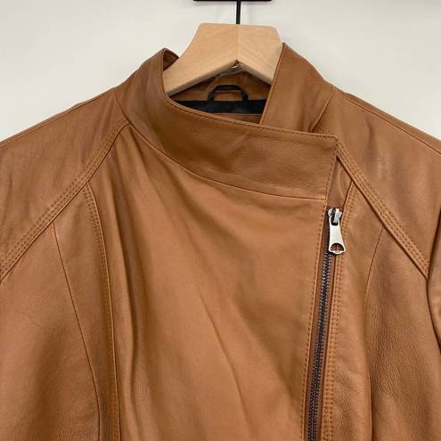 Marc New York Andrew  Leather Moto Jacket Chic Felix Whiskey Brown Womens Large