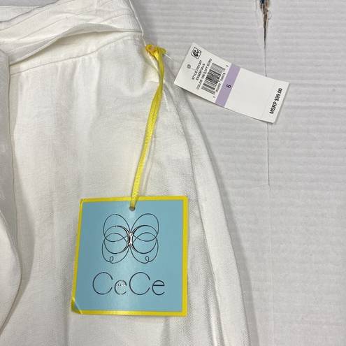 CeCe  Womens White Zippered Belted Gaucho Wear To Work Wide Leg Pants 6 (b13)