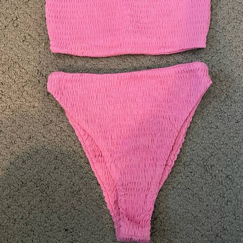 Naked Wardrobe NWOT  Smocked 2 Piece Bikini Pink size Small