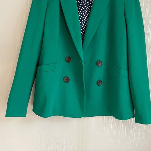 Boden Gabriella Ponte Blazer Jacket Size 10 Green Double Breasted