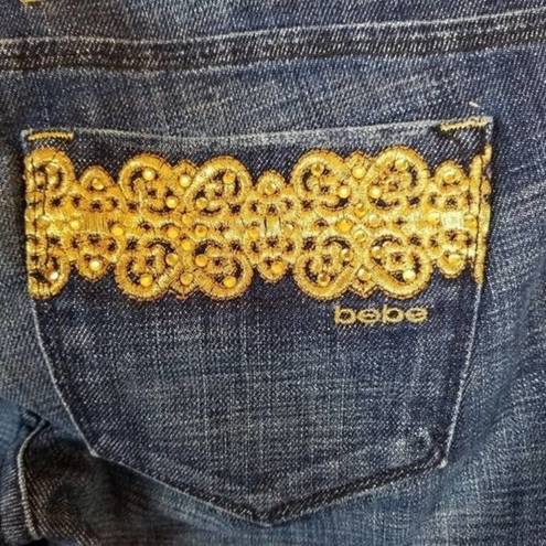 Bebe  Premium Denim Gold Rhinestone Jeans