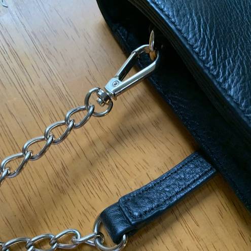 DKNY   authentic black leather chain clutch purse bag, Medium.