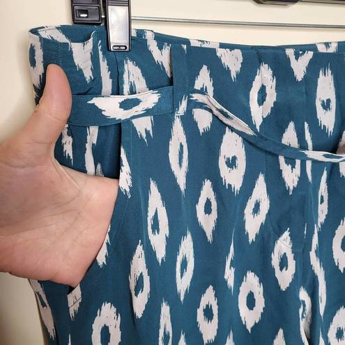 Equipment  Silk Geometric Print Button Front Cropped Tie Waist Pants Size 12