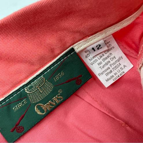 Orvis  | Vintage Pink Coral Cotton Blend High Waist Pants MADE IN USA 12