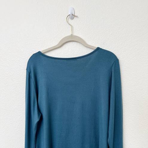 Natori [] Teal Scoop Neck Long Sleeve Shirt Supersoft Relaxed Fit Size Large L