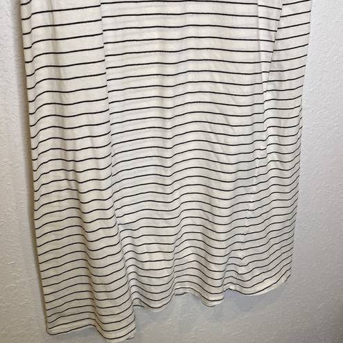 Roolee  Women’s Black & White Striped Midi T-Shirt Dress Casual Sz M Cotton