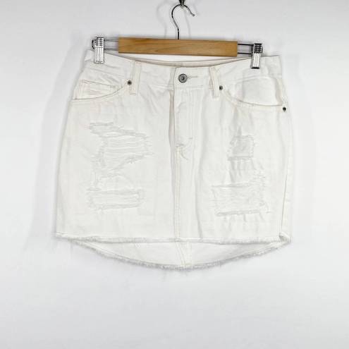 Vanilla Star Jeans Vanilla Star White Denim Distressed Raw Hem Jean Mini Skirt Women's Size 7