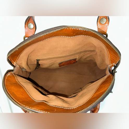 Patricia Nash Vintage Patrica Nash Italian Leather Brown Satchel Handbag 17x7" Handles Purse