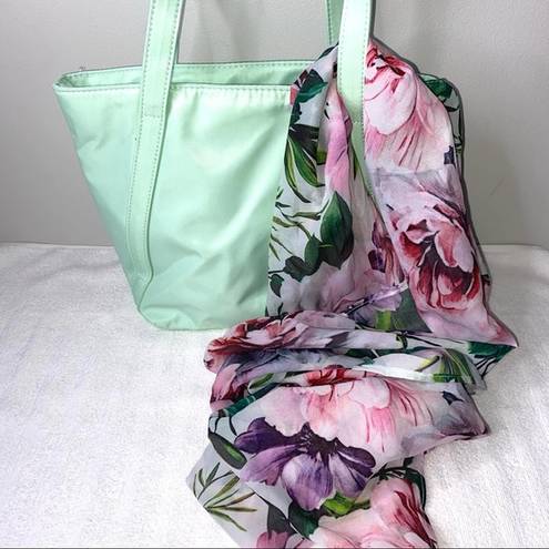 BP NWT . Mint Green Nylon Mini Tote Bag and Scarf ~