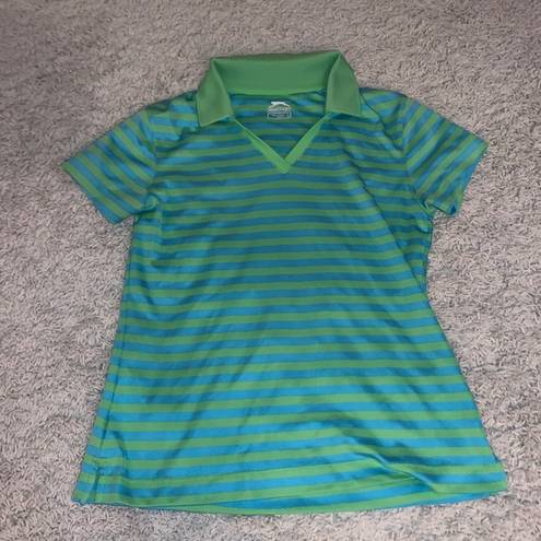 Slazenger  Green & Blue Striped Women's Golf Polo