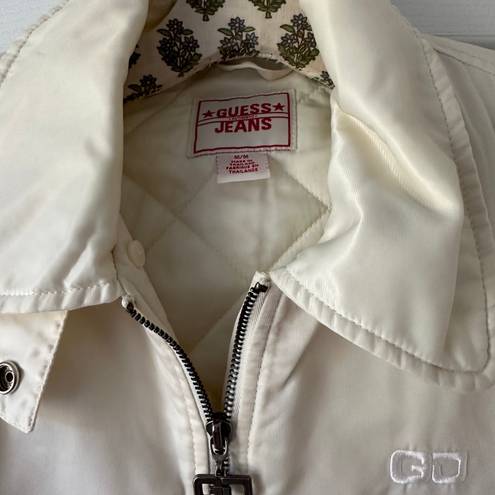 Guess Vintage  Jeans Off White Bomber Jacket