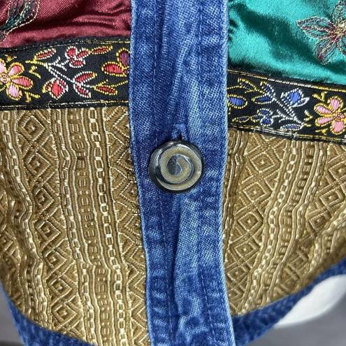 New Direction  Vintage Cotton Patchwork Quilted Denim Boho Jacket Size M