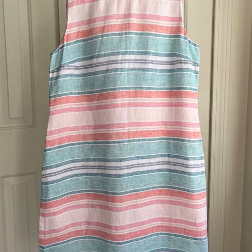 Krass&co Island  Linen Tank Dress Summer Travel Pastel color striped, Size XS