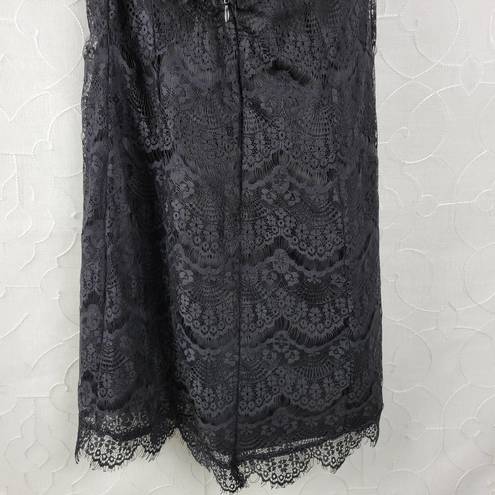 TCEC  Women Dress Size M Black Eyelash Scallop Lace Sleeveless Open Back Cocktail