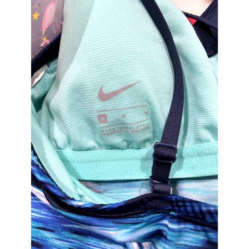 Nike  Women's Blue Blur Abstract V-neck Tankini Top Sz M