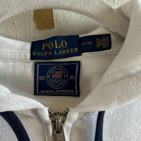 Polo  Ralph Lauren Hoodie 2016 Olympic Brazil Full Zip White Sweatshirt Sz L GUC