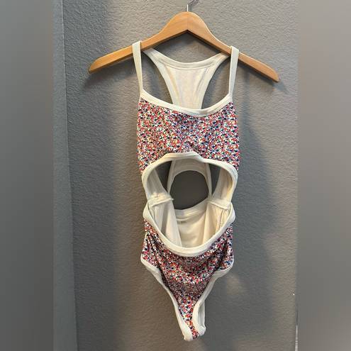 Aerie  One Piece Floral Cutout Swimsuit Full Coverage Size Medium