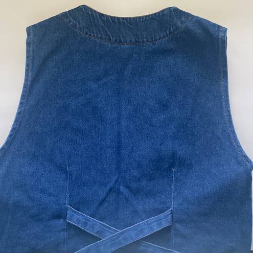 Vintage 90s Don’t Mess With Texas woven denim western cowgirl vest, size large