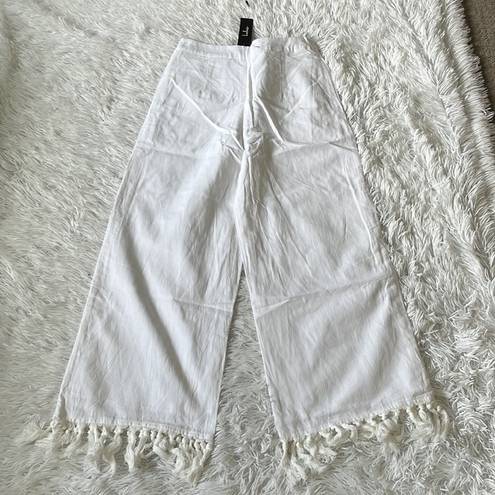 Lulus  Women’s Blissfully Boho Ivory Tasseled Wide-Leg Pants size Medium