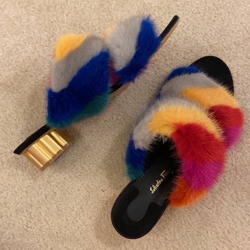 Salvatore Ferragamo  belluno rainbow mink