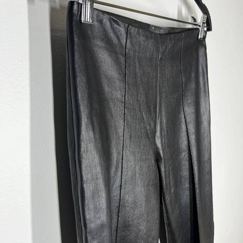 The Row  Sz 6 Leather Beca Seamed Kick Flare Pants - Black