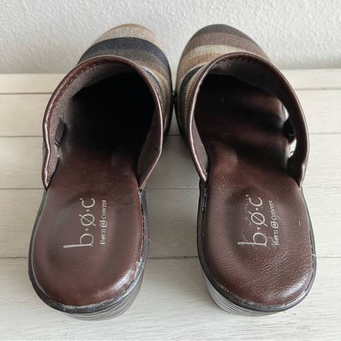 Born concept BOC s Neutrals Striped Linen Slip On Clogs Mules