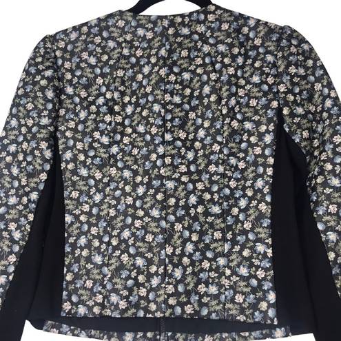 Rebecca Taylor  ZELMA ZIP-FRONT FLORAL PRINT LAMB LEATHER JACKET WOMENS 2 $1,295