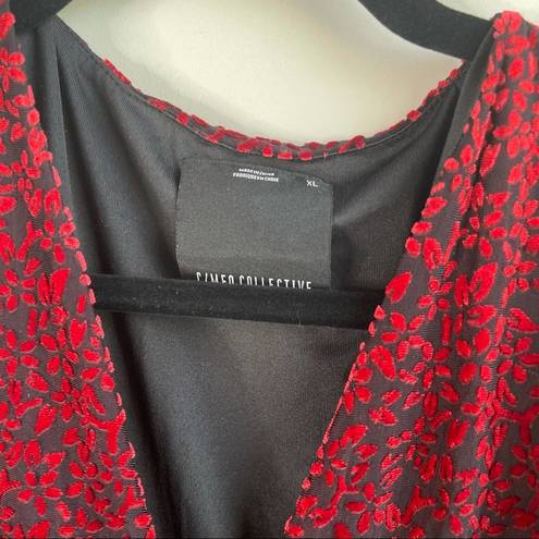 C/MEO COLLECTIVE C/Meo breakthrough red velvet long sleeves mini dress size XL